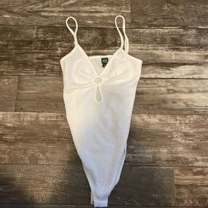 White bodysuit with cutouts